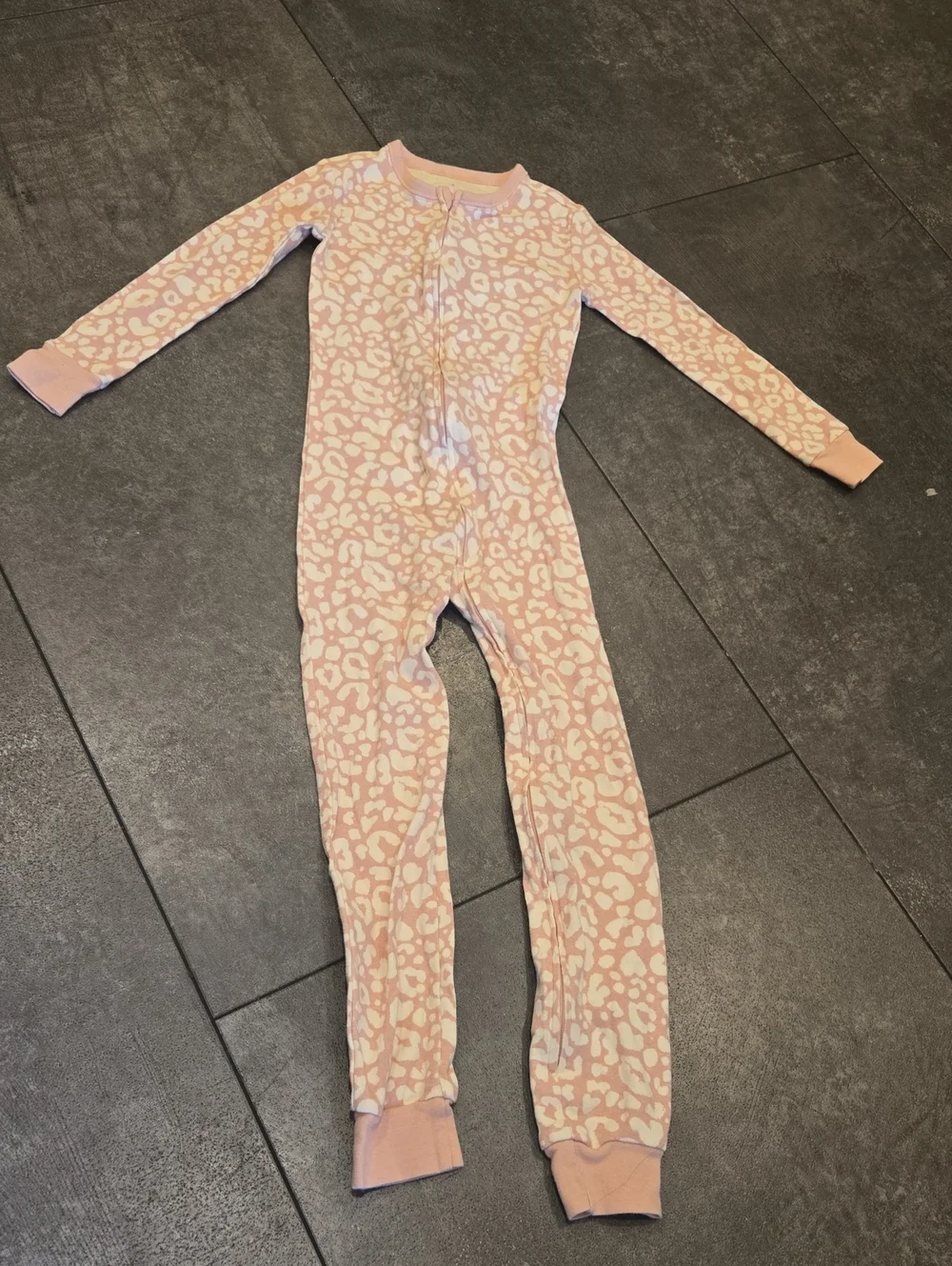 Old Navy 6T Like New Kids Pink Leopard Print One-Piece Pajama